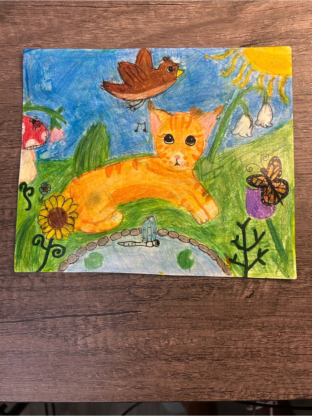 Handmade whimsical cat surrounded by forest life! - Picture 5 of 6